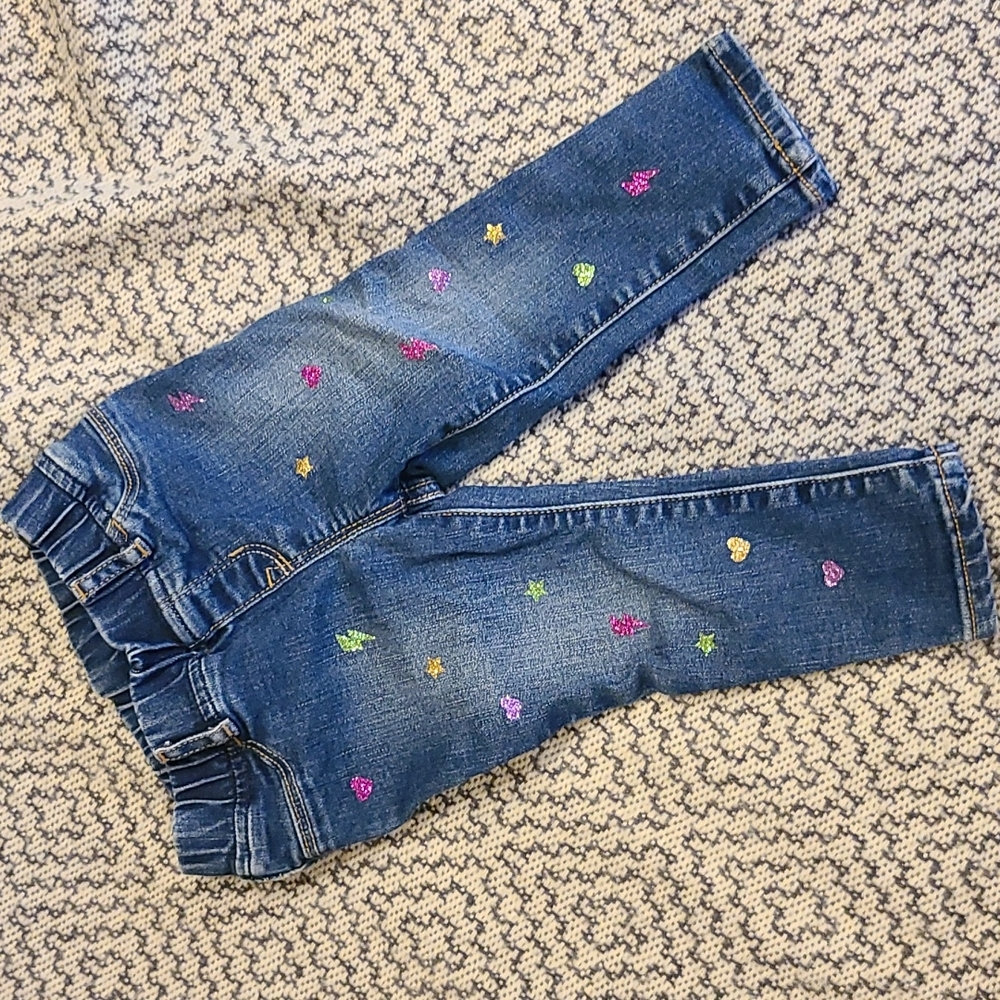 Gap Stretch Jeans with Glitter Star, Heart and Lightening Bolt Detail 18-24M